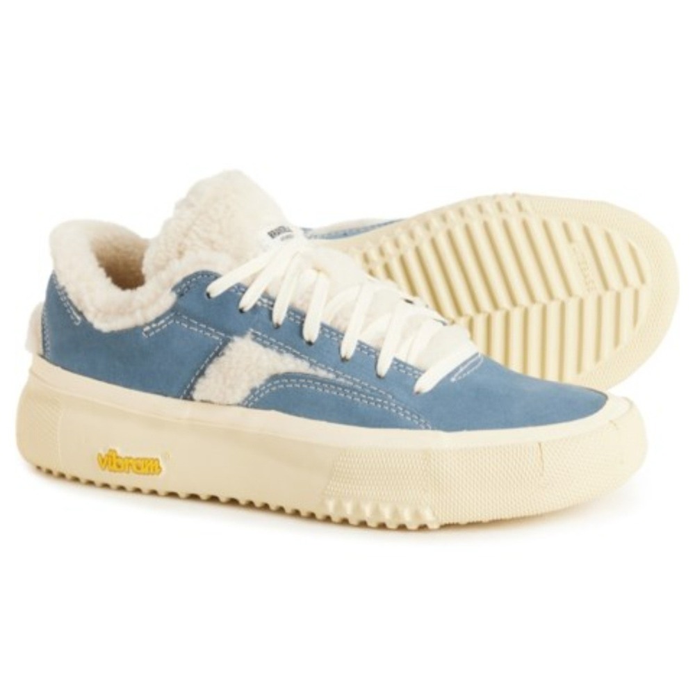 BRANDBLACK Bravo Faux Shearling Sneakers Womens Sz 9 Blue Leather Vibram $180 - Picture 2 of 12